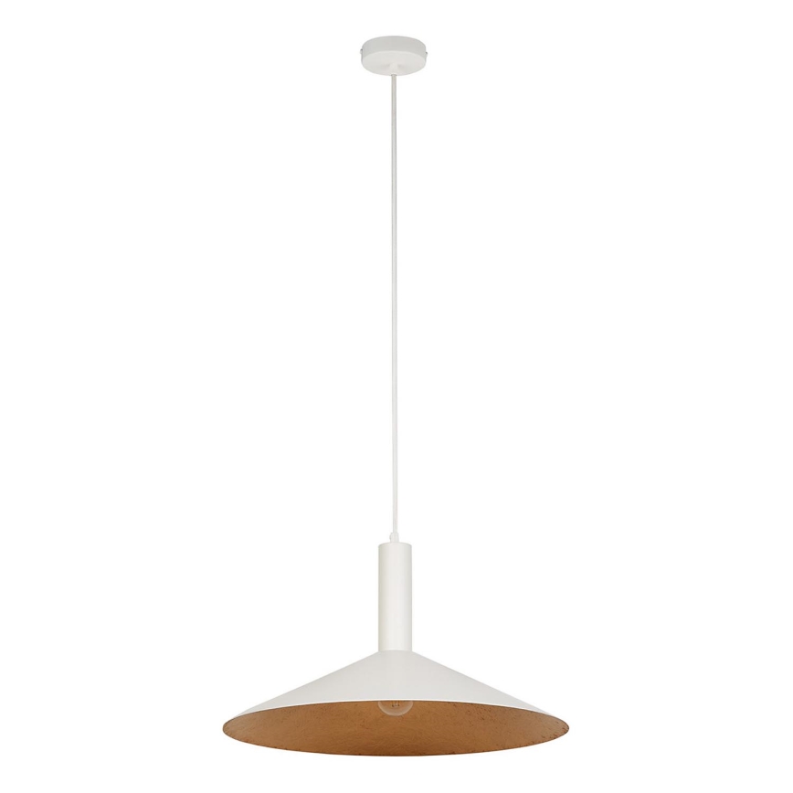 Lustr na lanku CAPRI 1xE27/15W/230V pr. 50 cm bílá/měděná