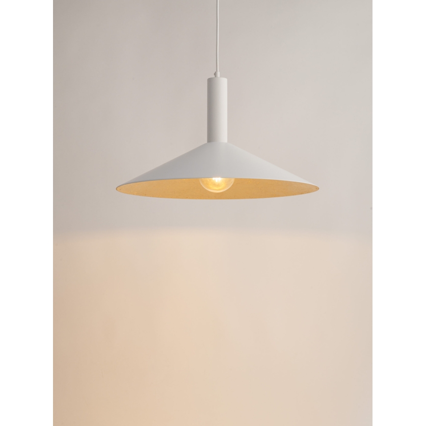 Lustr na lanku CAPRI 1xE27/15W/230V pr. 50 cm bílá/zlatá