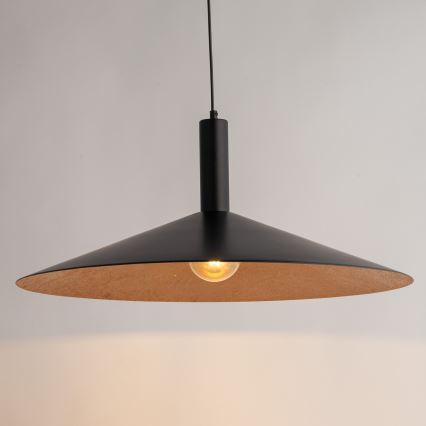 Lustr na lanku CAPRI 1xE27/15W/230V pr. 70 cm černá/měděná