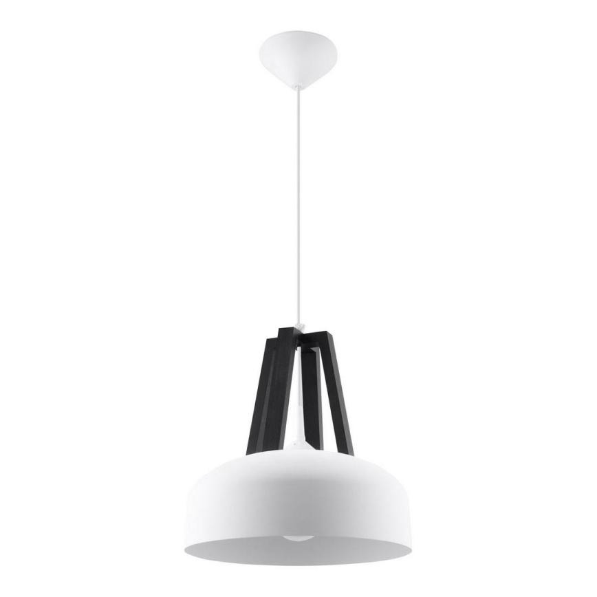 Lustr na lanku CASCO 1xE27/60W/230V pr. 30 cm bříza/buk