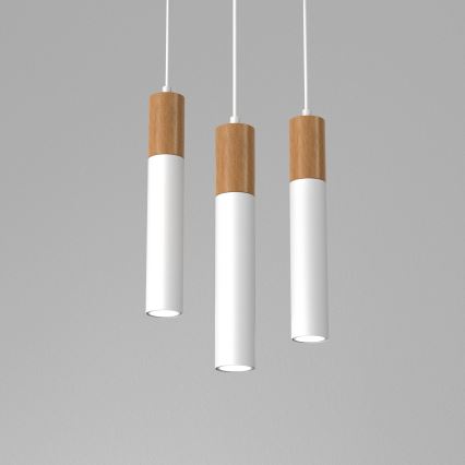 Lustr na lanku CASSA 3xGU10/8W/230V buk/bílá