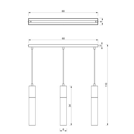 Lustr na lanku CASSA 3xGU10/8W/230V bílá/zlatá