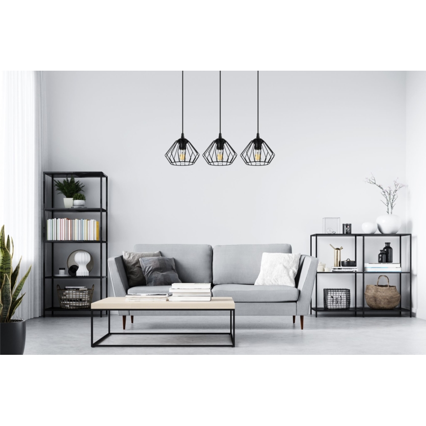 Lustr na lanku CEED 3xE27/60W/230V černá