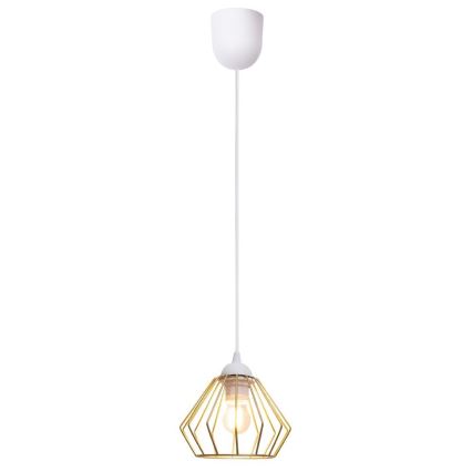 Lustr na lanku CEED GOLD 1xE27/60W/230V pr. 17,5 cm bílá/zlatá