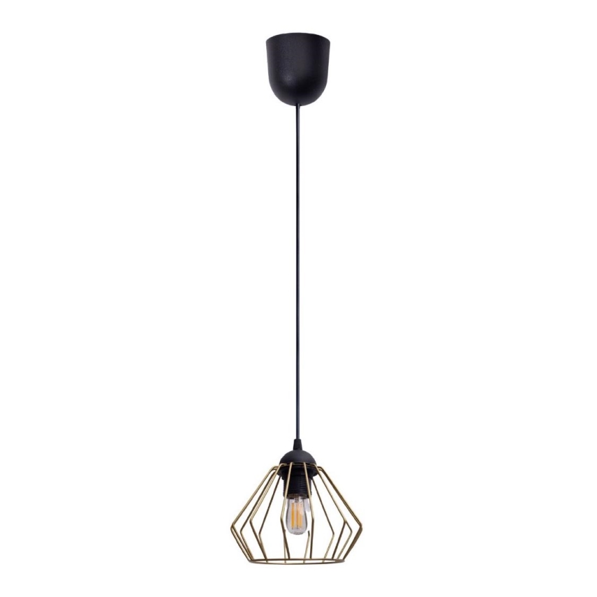 Lustr na lanku CEED GOLD 1xE27/60W/230V pr. 17,5 cm černá/zlatá