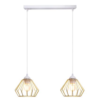 Lustr na lanku CEED GOLD 2xE27/60W/230V bílá/zlatá