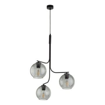 Lustr na lanku CESAR 3xE27/15W/230V černá/kouřová šedá