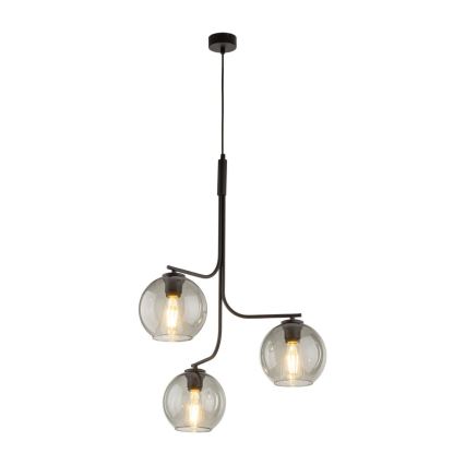 Lustr na lanku CESAR 3xE27/15W/230V černá/kouřová šedá