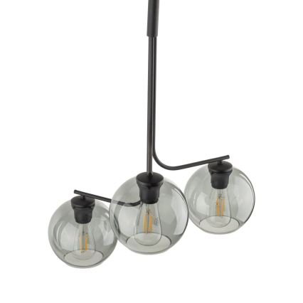Lustr na lanku CESAR 3xE27/15W/230V černá/kouřová šedá