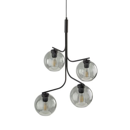 Lustr na lanku CESAR 4xE27/15W/230V černá/kouřová šedá