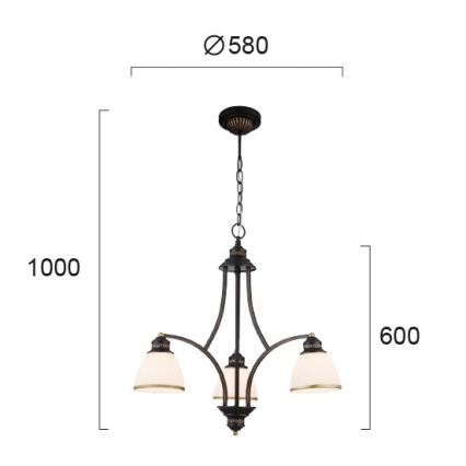 Lustr na lanku CLAIR 3xE27/60W/230V pr. 58 cm bronzová