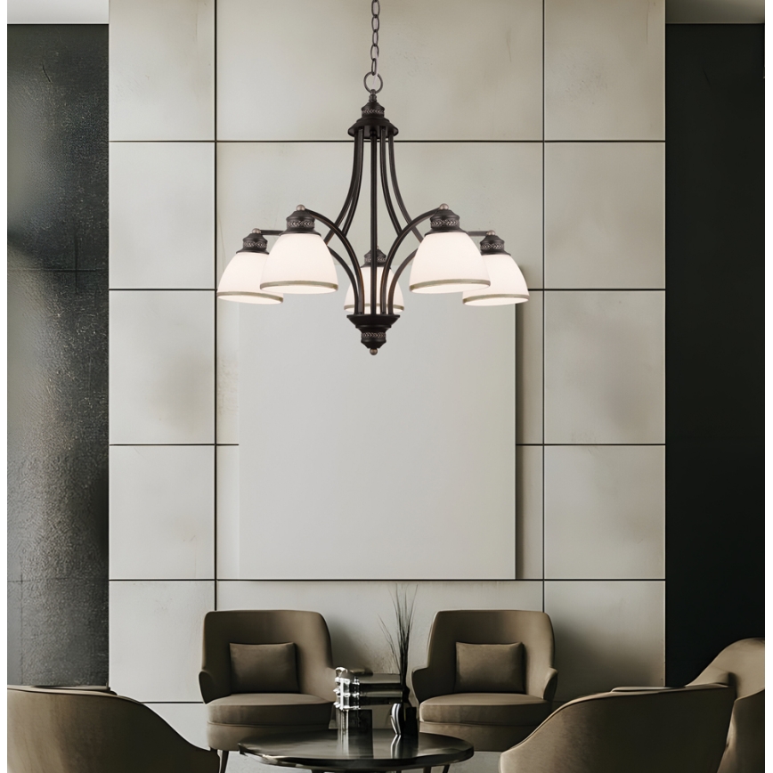 Lustr na lanku CLAIR 5xE27/60W/230V pr. 65 cm bronzová