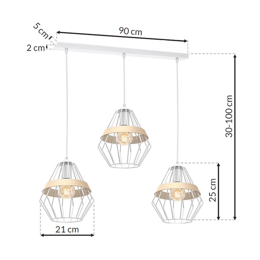 Lustr na lanku CLIF 3xE27/60W/230V