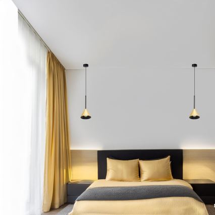 Lustr na lanku CONE 1xGU10/10W/230V zlatá/černá