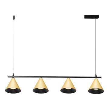 Lustr na lanku CONE 4xGU10/10W/230V zlatá/černá