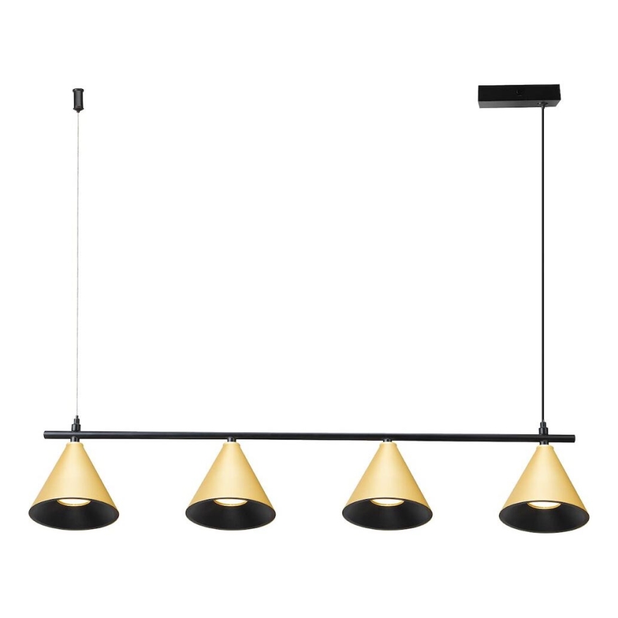 Lustr na lanku CONE 4xGU10/10W/230V zlatá/černá