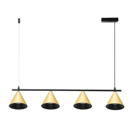 Lustr na lanku CONE 4xGU10/10W/230V zlatá/černá