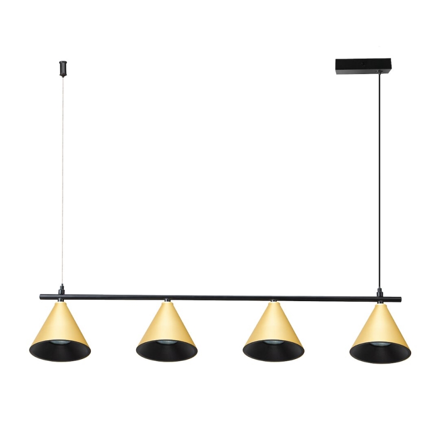 Lustr na lanku CONE 4xGU10/10W/230V zlatá/černá
