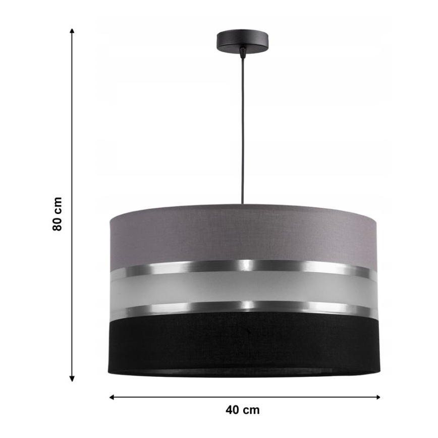 Lustr na lanku CORAL 1xE27/60W/230V černošedá