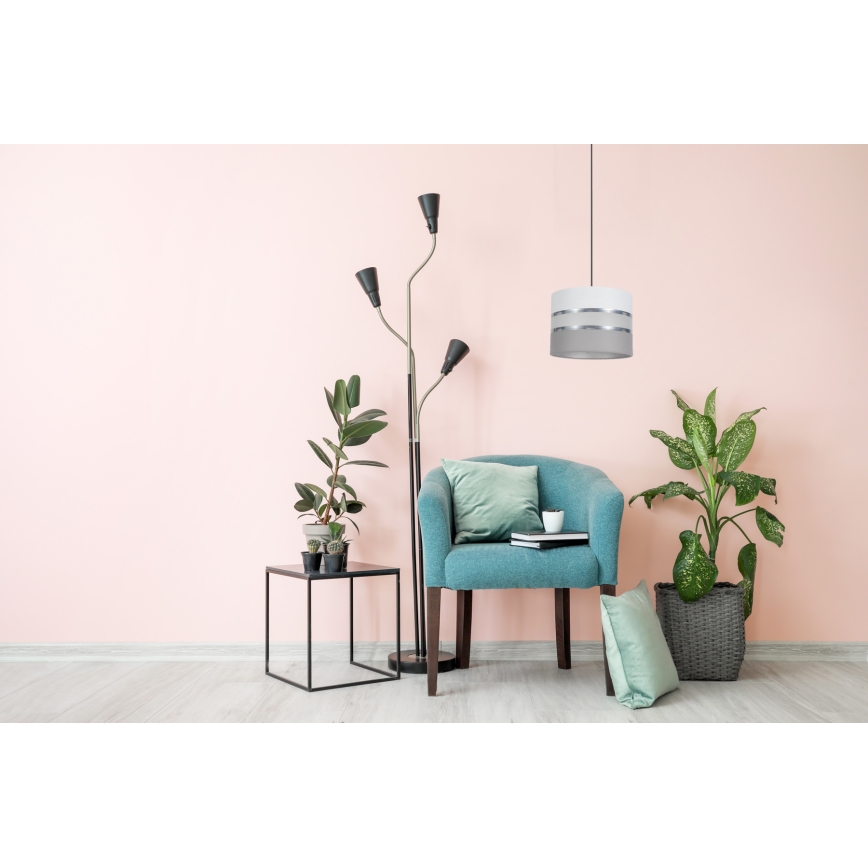 Lustr na lanku CORAL 1xE27/60W/230V pr. 20 cm bílá/šedá