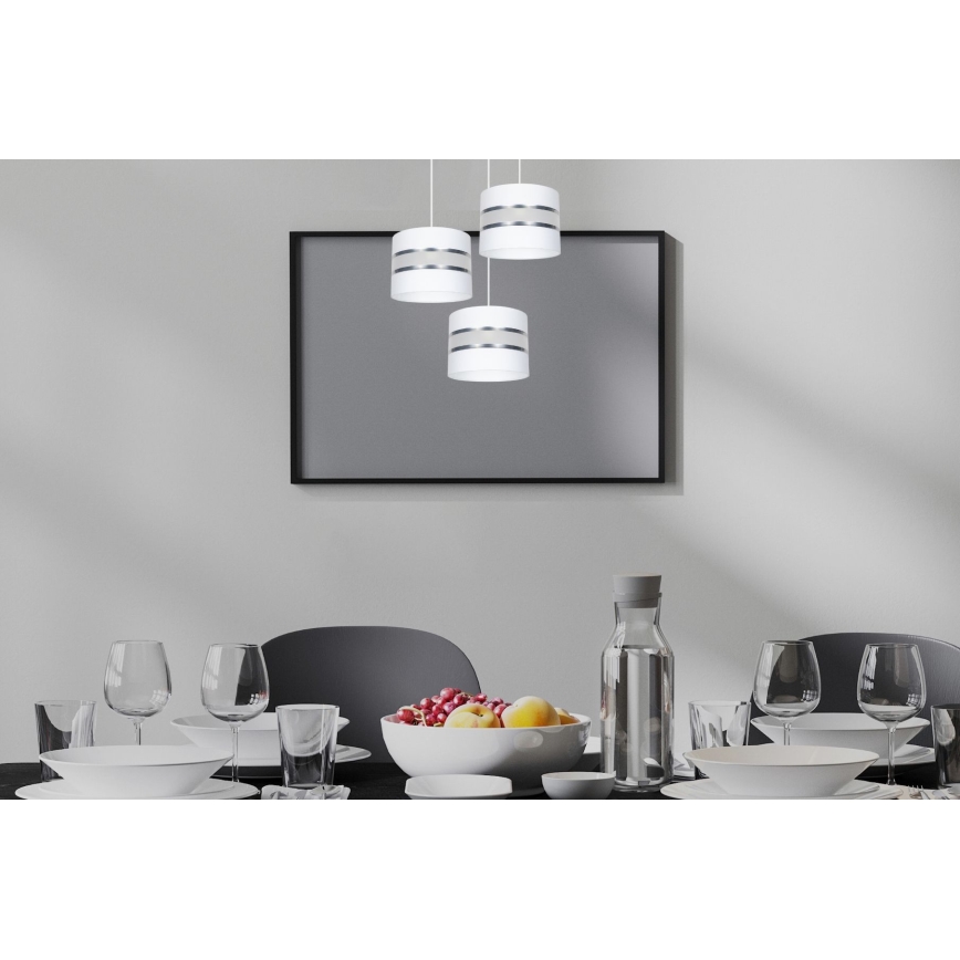 Lustr na lanku CORAL 3xE27/60W/230V bílá/matný chrom pr. 45 cm