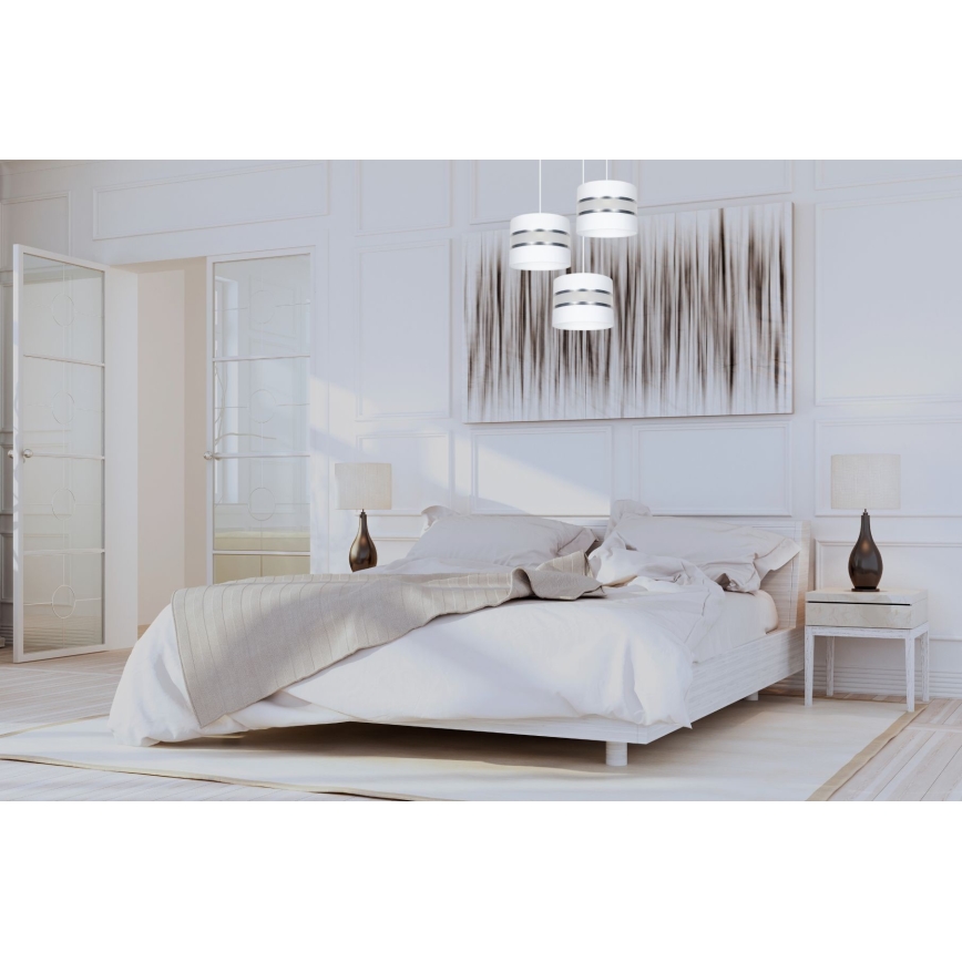 Lustr na lanku CORAL 3xE27/60W/230V bílá/matný chrom pr. 45 cm