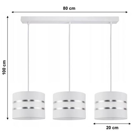 Lustr na lanku CORAL 3xE27/60W/230V bílá