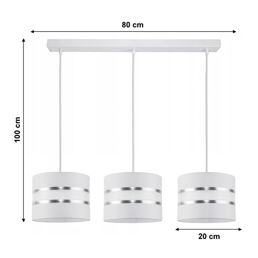 Lustr na lanku CORAL 3xE27/60W/230V bílá