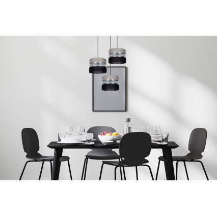 Lustr na lanku CORAL 3xE27/60W/230V černá/šedá/matný chrom pr. 45 cm