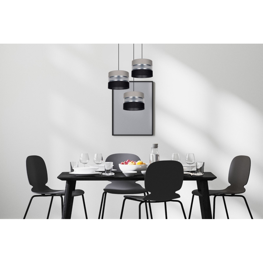 Lustr na lanku CORAL 3xE27/60W/230V černá/šedá/matný chrom pr. 45 cm