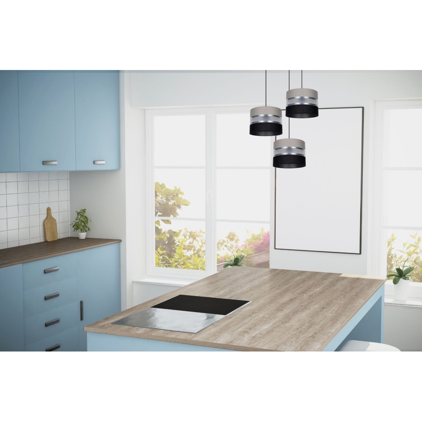 Lustr na lanku CORAL 3xE27/60W/230V černá/šedá/matný chrom pr. 45 cm