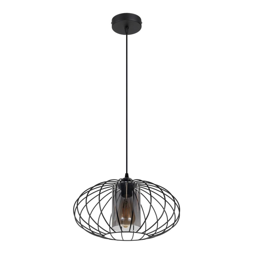 Lustr na lanku CORRINI 1xE27/60W/230V pr. 34 cm černá/šedá