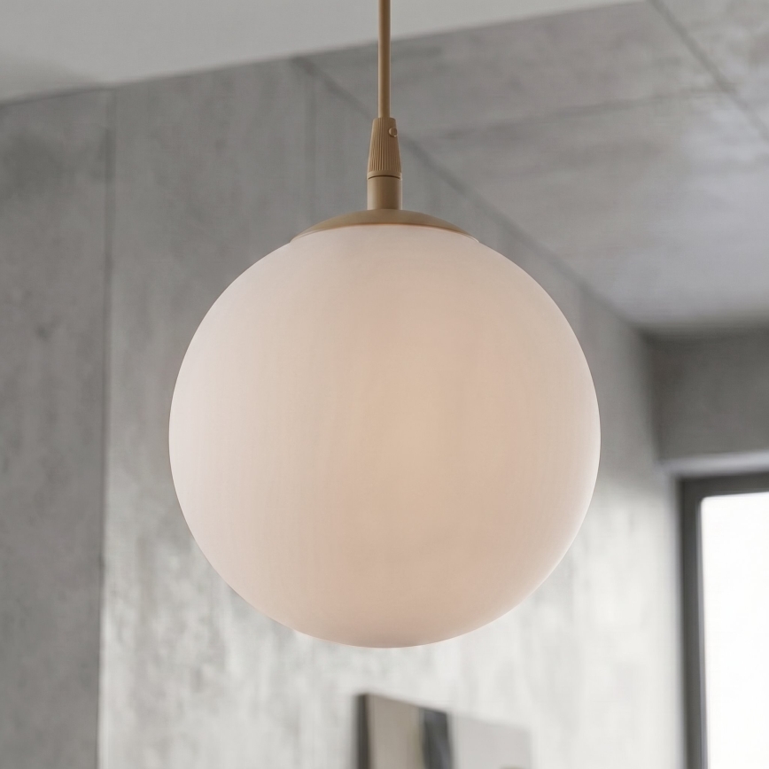 Lustr na lanku COSMO 1xE14/10W/230V pr. 14 cm béžová/bílá