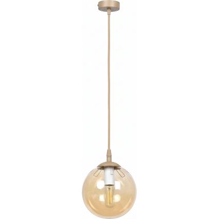 Lustr na lanku COSMO 1xE14/10W/230V pr. 14 cm béžová/kouřová béžová