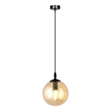 Lustr na lanku COSMO 1xE14/10W/230V pr. 14 cm černá/béžová