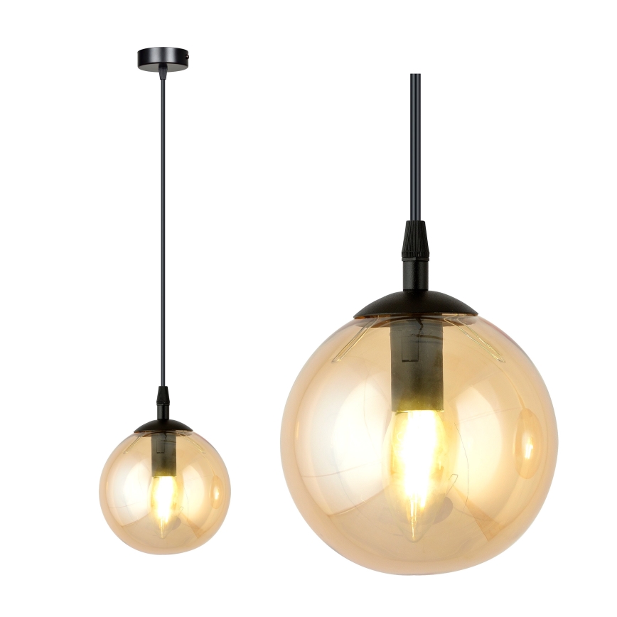 Lustr na lanku COSMO 1xE14/10W/230V pr. 14 cm černá/béžová