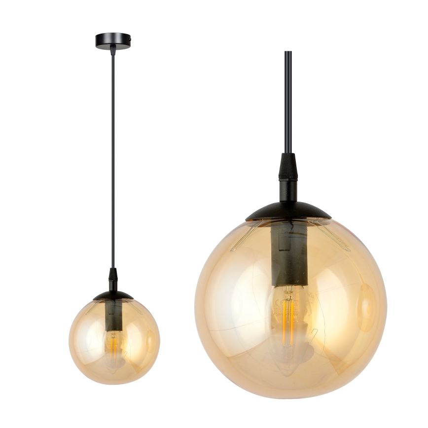 Lustr na lanku COSMO 1xE14/10W/230V pr. 14 cm černá/béžová