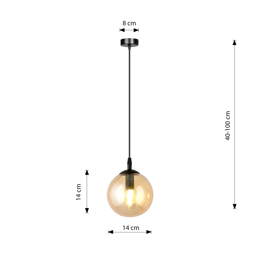 Lustr na lanku COSMO 1xE14/10W/230V pr. 14 cm černá/béžová