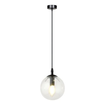 Lustr na lanku COSMO 1xE14/10W/230V pr. 14 cm černá/čirá