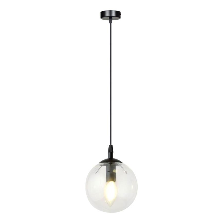 Lustr na lanku COSMO 1xE14/10W/230V pr. 14 cm černá/čirá