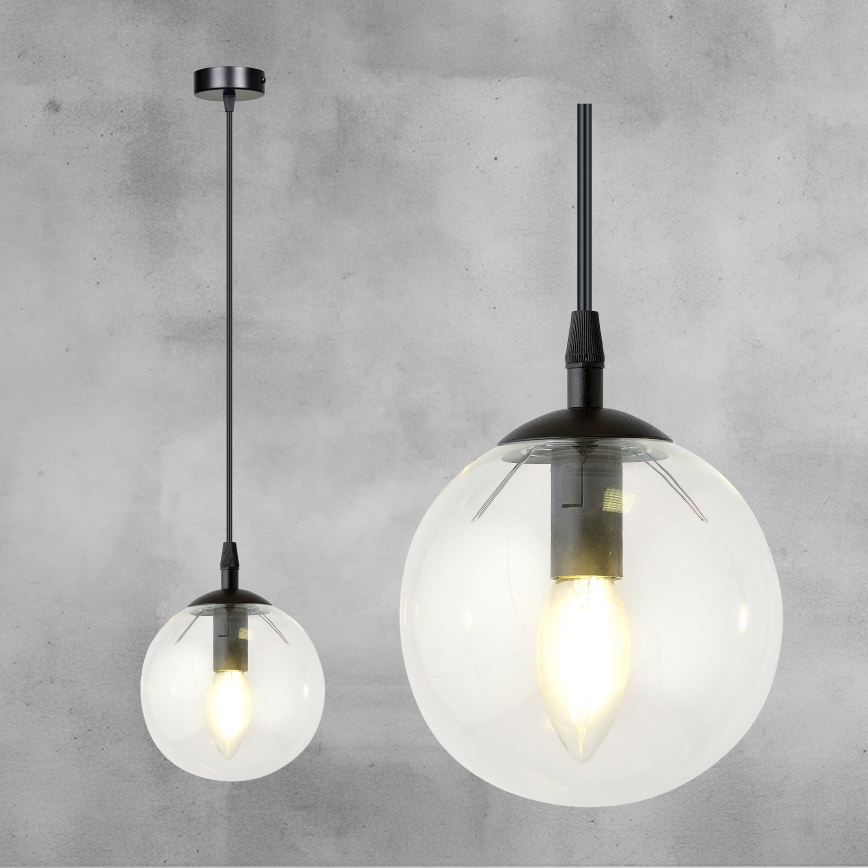 Lustr na lanku COSMO 1xE14/10W/230V pr. 14 cm černá/čirá