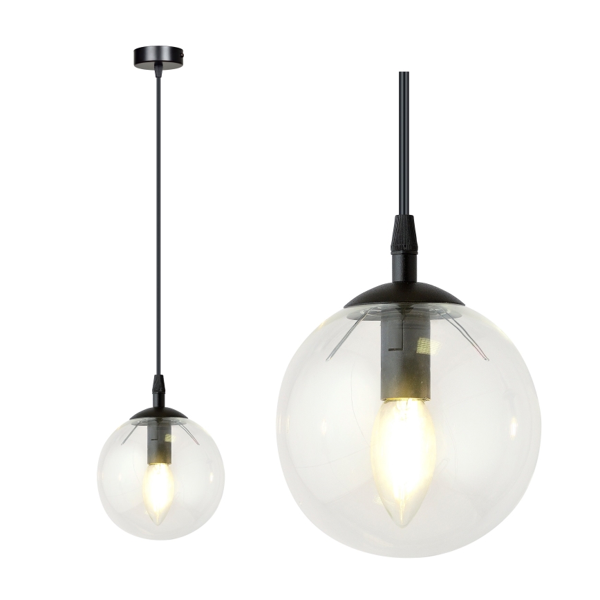 Lustr na lanku COSMO 1xE14/10W/230V pr. 14 cm černá/čirá