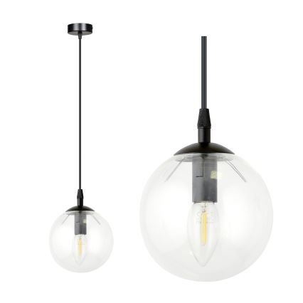Lustr na lanku COSMO 1xE14/10W/230V pr. 14 cm černá/čirá