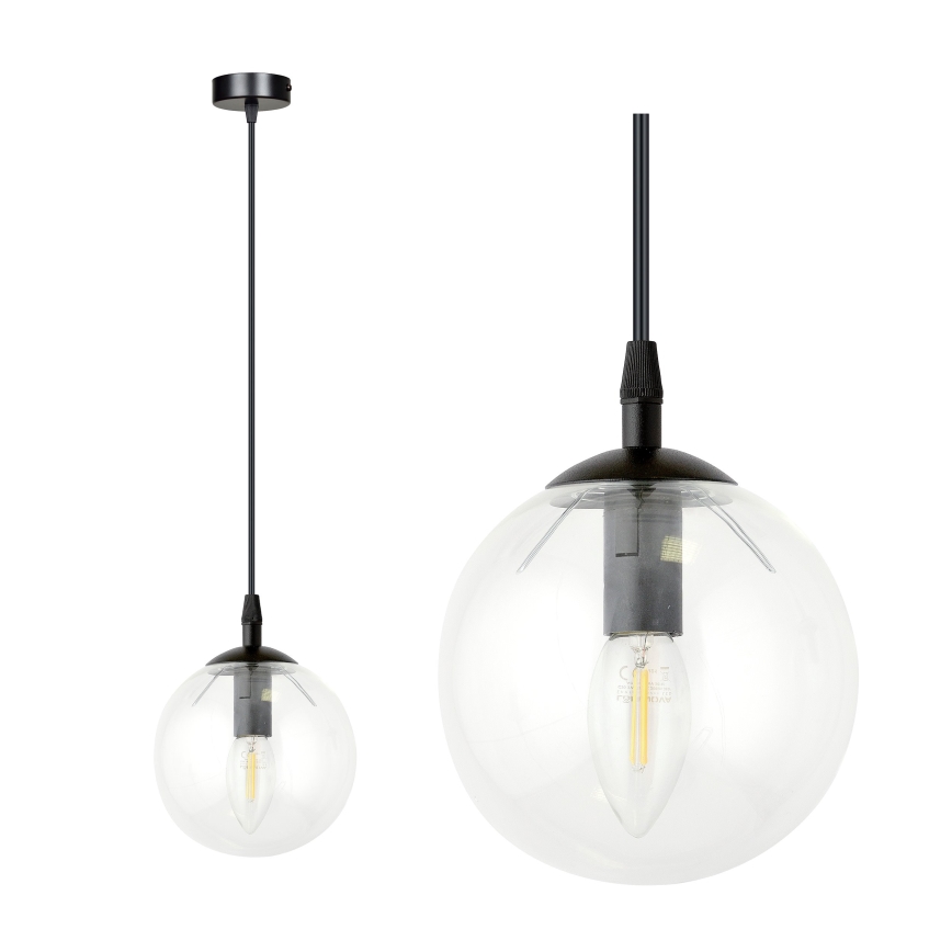 Lustr na lanku COSMO 1xE14/10W/230V pr. 14 cm černá/čirá
