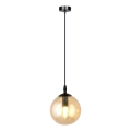 Lustr na lanku COSMO 1xE14/10W/230V pr. 14 cm černá/kouřová béžová
