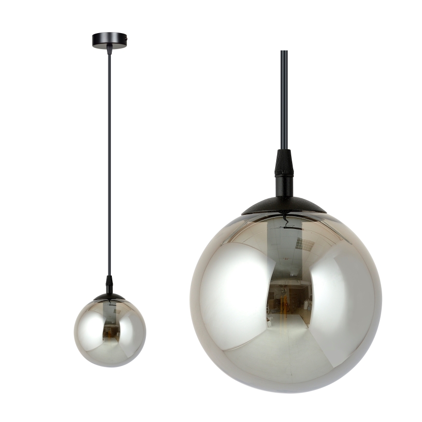 Lustr na lanku COSMO 1xE14/10W/230V pr. 14 cm černá/šedá