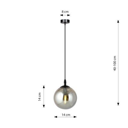 Lustr na lanku COSMO 1xE14/10W/230V pr. 14 cm černá/šedá