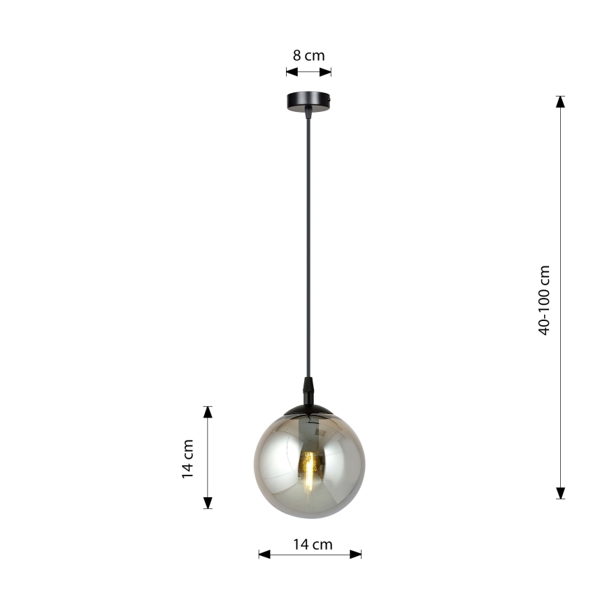 Lustr na lanku COSMO 1xE14/10W/230V pr. 14 cm černá/šedá