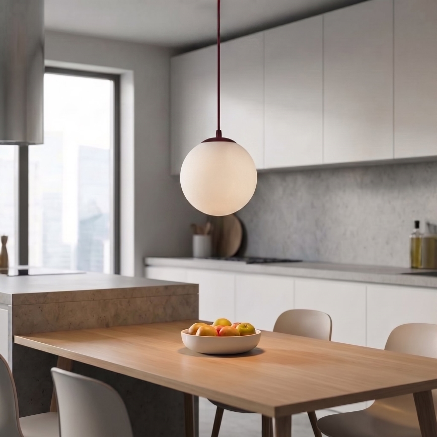 Lustr na lanku COSMO 1xE14/10W/230V pr. 14 cm červená/bílá