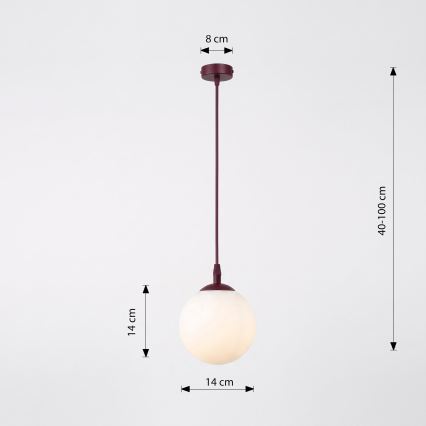 Lustr na lanku COSMO 1xE14/10W/230V pr. 14 cm červená/bílá